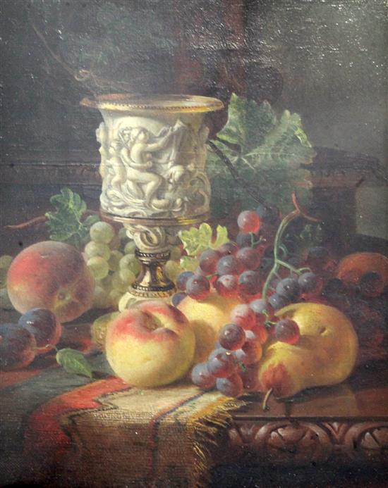 Joseph Denovan Adam (1842-1896) Still lifes of fruit 9.75 x 7.5in.